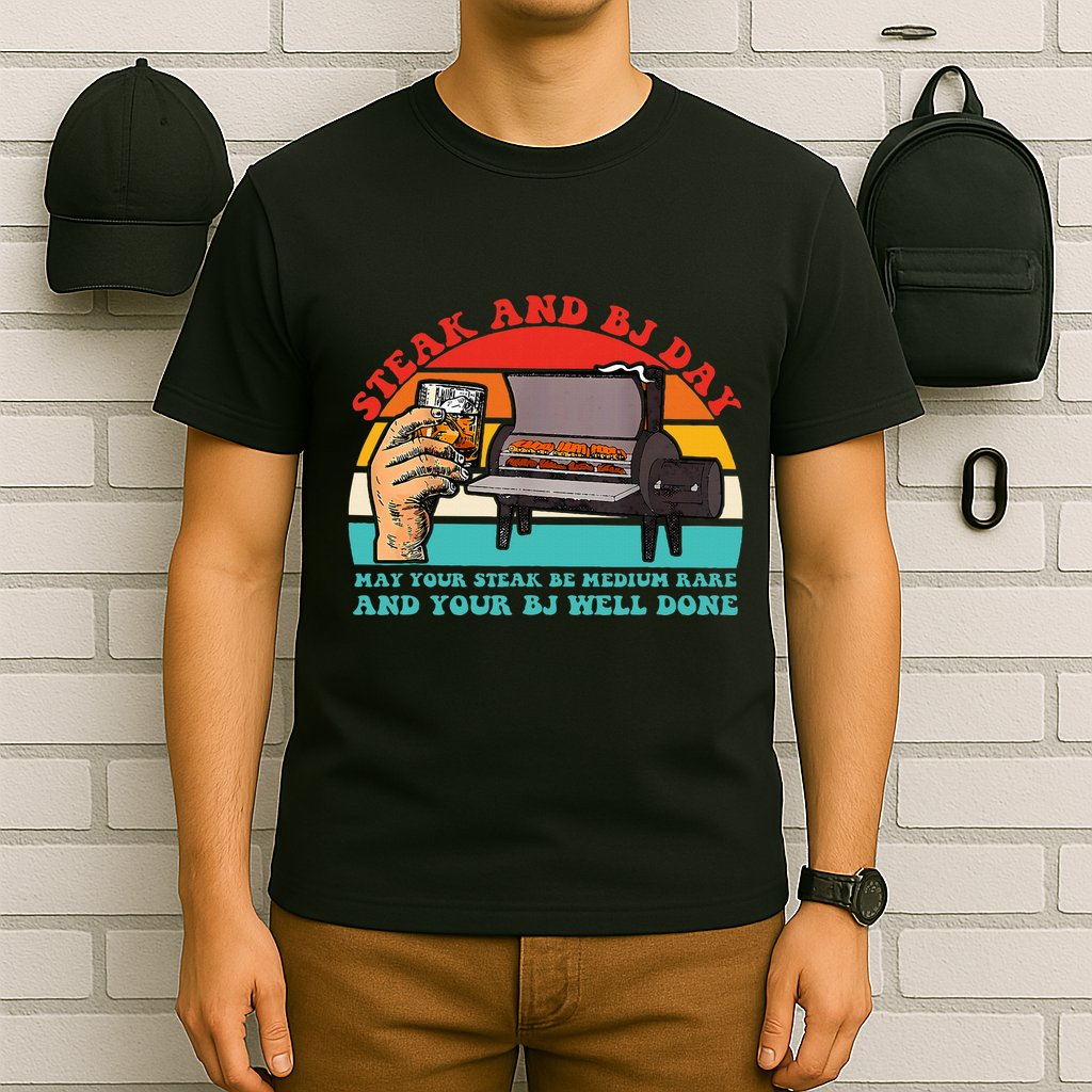 Steak And Bj Day Funny Retro T-Shirt