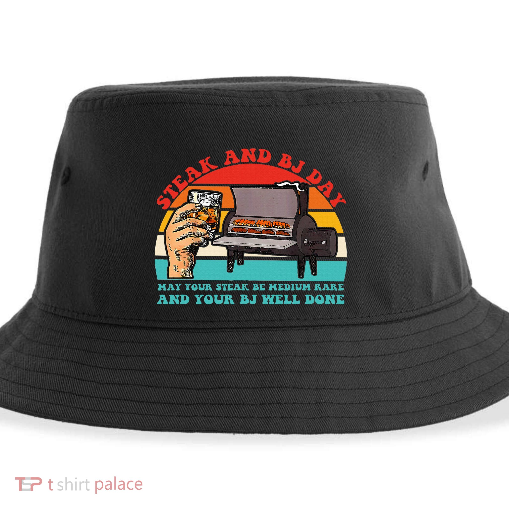 Steak And Bj Day Funny Retro Sustainable Bucket Hat