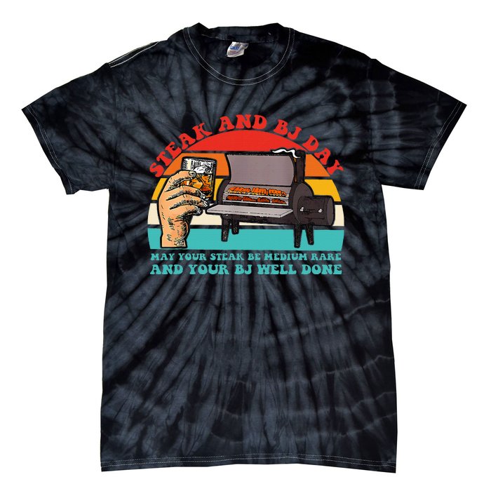 Steak And Bj Day Funny Retro Tie-Dye T-Shirt