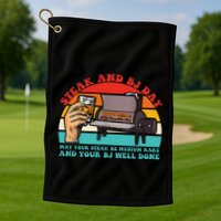 Steak And Bj Day Funny Retro Golf Towel