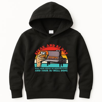 Steak And Bj Day Funny Retro Kids Hoodie