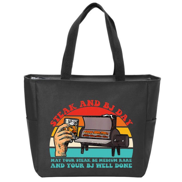 Steak And Bj Day Funny Retro Zip Tote Bag
