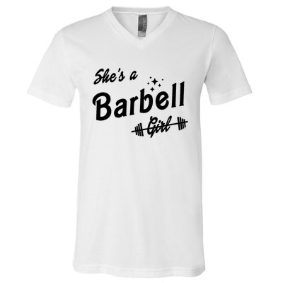 Shes A Barbell Girl V-Neck T-Shirt