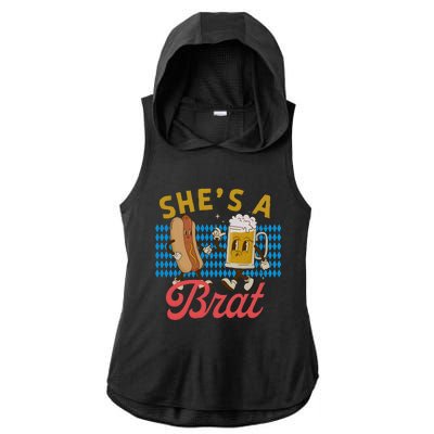 She’S A Brat Couples Oktoberfest Matching Drinking Team Ladies PosiCharge Tri-Blend Wicking Draft Hoodie Tank