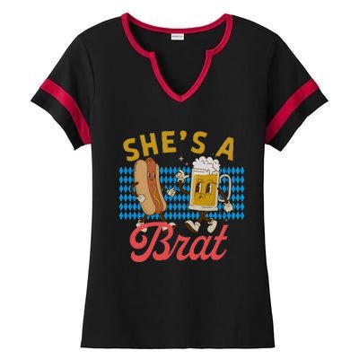 She’S A Brat Couples Oktoberfest Matching Drinking Team Ladies Halftime Notch Neck Tee