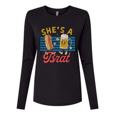 She’S A Brat Couples Oktoberfest Matching Drinking Team Womens Cotton Relaxed Long Sleeve T-Shirt