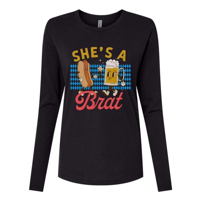 She’S A Brat Couples Oktoberfest Matching Drinking Team Womens Cotton Relaxed Long Sleeve T-Shirt