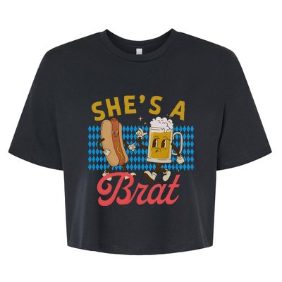 She’S A Brat Couples Oktoberfest Matching Drinking Team Bella+Canvas Jersey Crop Tee