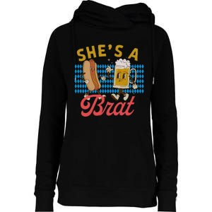 She’S A Brat Couples Oktoberfest Matching Drinking Team Womens Funnel Neck Pullover Hood