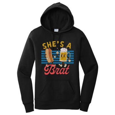 She’S A Brat Couples Oktoberfest Matching Drinking Team Women's Pullover Hoodie