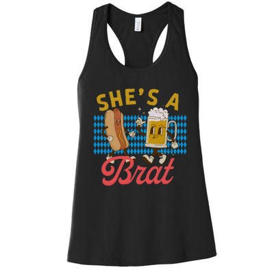 She’S A Brat Couples Oktoberfest Matching Drinking Team Women's Racerback Tank