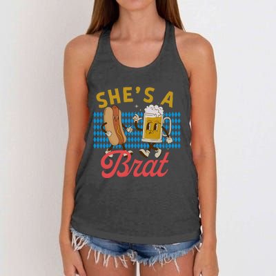 She’S A Brat Couples Oktoberfest Matching Drinking Team Women's Knotted Racerback Tank