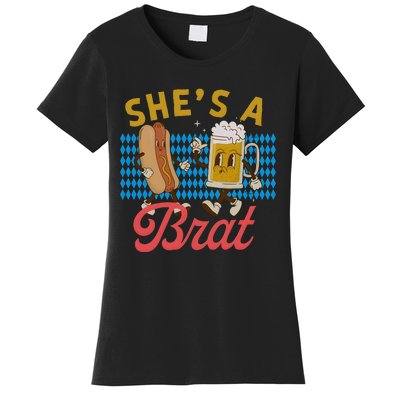 She’S A Brat Couples Oktoberfest Matching Drinking Team Women's T-Shirt