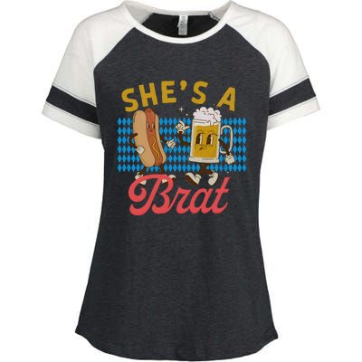 She’S A Brat Couples Oktoberfest Matching Drinking Team Enza Ladies Jersey Colorblock Tee