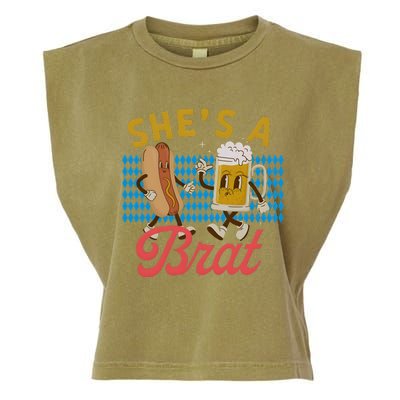 She’S A Brat Couples Oktoberfest Matching Drinking Team Garment-Dyed Women's Muscle Tee