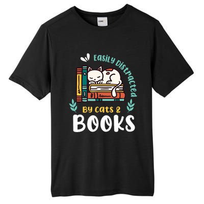 Saying About Books | Easily Distracted By Cats And Books Tall Fusion ChromaSoft Performance T-Shirt