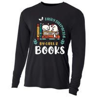 Saying About Books | Easily Distracted By Cats And Books Cooling Performance Long Sleeve Crew