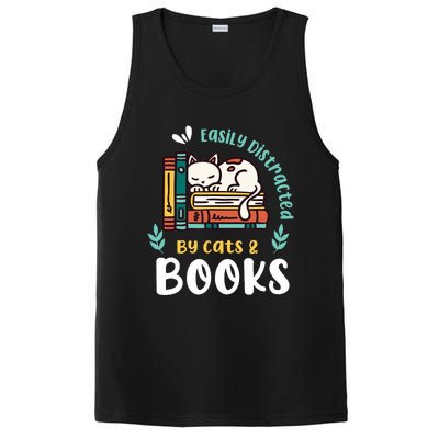 Saying About Books | Easily Distracted By Cats And Books PosiCharge Competitor Tank