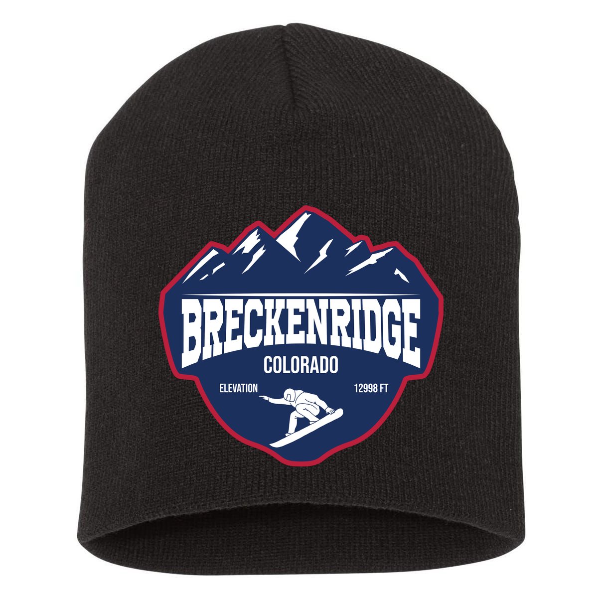 Ski At Breckenridge Colorado Short Acrylic Beanie