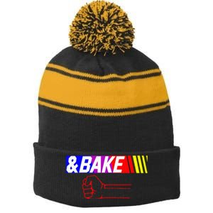 Shake And Bake Funny Family Lover Dad Daughter Son Matching Stripe Pom Pom Beanie