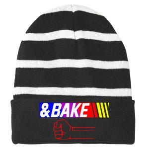 Shake And Bake Funny Family Lover Dad Daughter Son Matching Striped Beanie with Solid Band