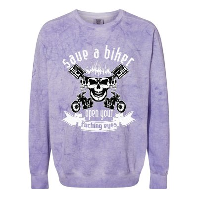 Save A Biker Open Your Fucking Eyes For Motorcycle Lovers Colorblast Crewneck Sweatshirt