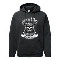 Save A Biker Open Your Fucking Eyes For Motorcycle Lovers Performance Fleece Hoodie