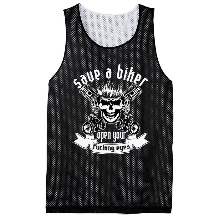 Save A Biker Open Your Fucking Eyes For Motorcycle Lovers Mesh Reversible Basketball Jersey Tank