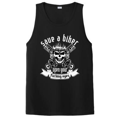 Save A Biker Open Your Fucking Eyes For Motorcycle Lovers PosiCharge Competitor Tank