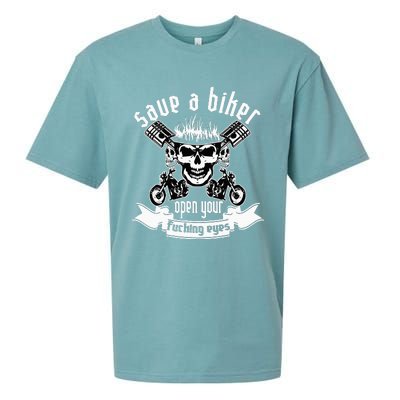 Save A Biker Open Your Fucking Eyes For Motorcycle Lovers Sueded Cloud Jersey T-Shirt