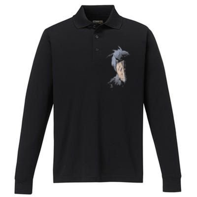 Shoebill African Bird Aztec Mayan Bird Lover Cool Distressed Performance Long Sleeve Polo