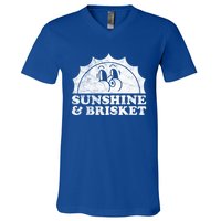 Sunshine And Brisket Retro Vintage Sun Beef Cute Gift V-Neck T-Shirt