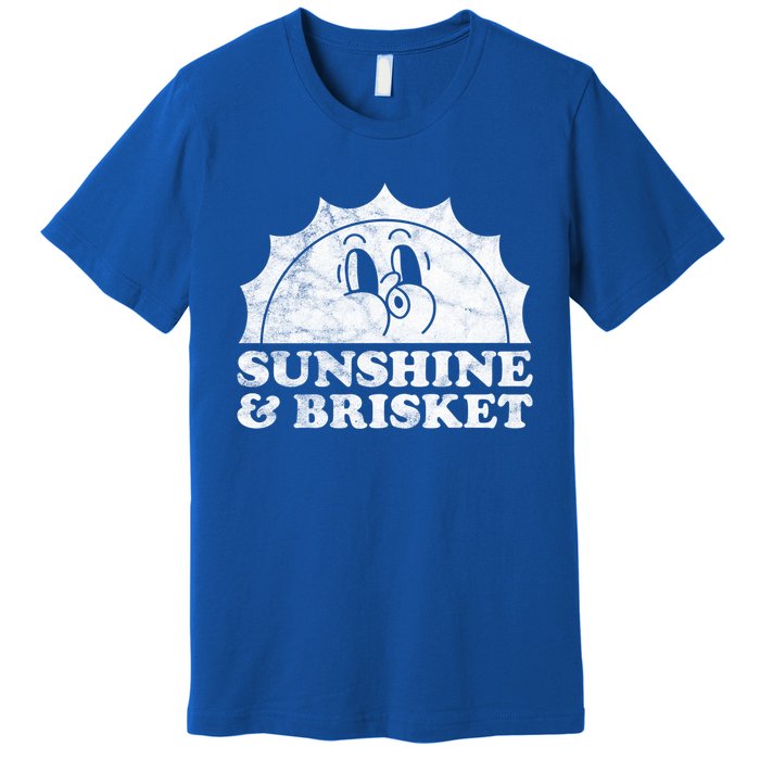 Sunshine And Brisket Retro Vintage Sun Beef Cute Gift Premium T-Shirt