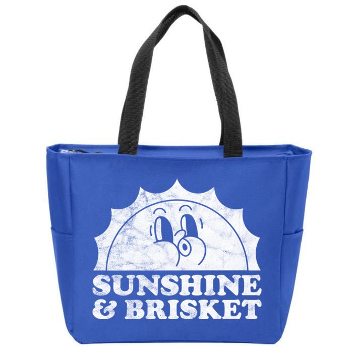 Sunshine And Brisket Retro Vintage Sun Beef Cute Gift Zip Tote Bag