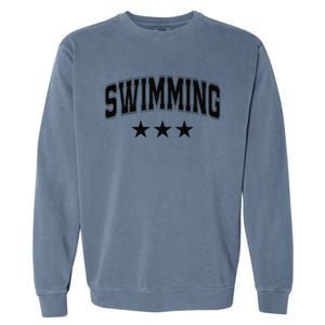 Swimming All Black Stars Classic Retro Varsity Text Garment-Dyed Sweatshirt