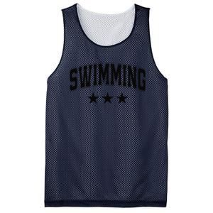 Swimming All Black Stars Classic Retro Varsity Text Mesh Reversible Basketball Jersey Tank