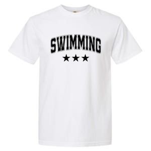 Swimming All Black Stars Classic Retro Varsity Text Garment-Dyed Heavyweight T-Shirt