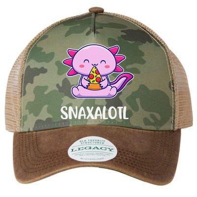 Snaxalotl Axolotl Cute Eating Pizza Snacks  Legacy Tie Dye Trucker Hat