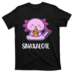 Snaxalotl Axolotl Cute Eating Pizza Snacks  T-Shirt