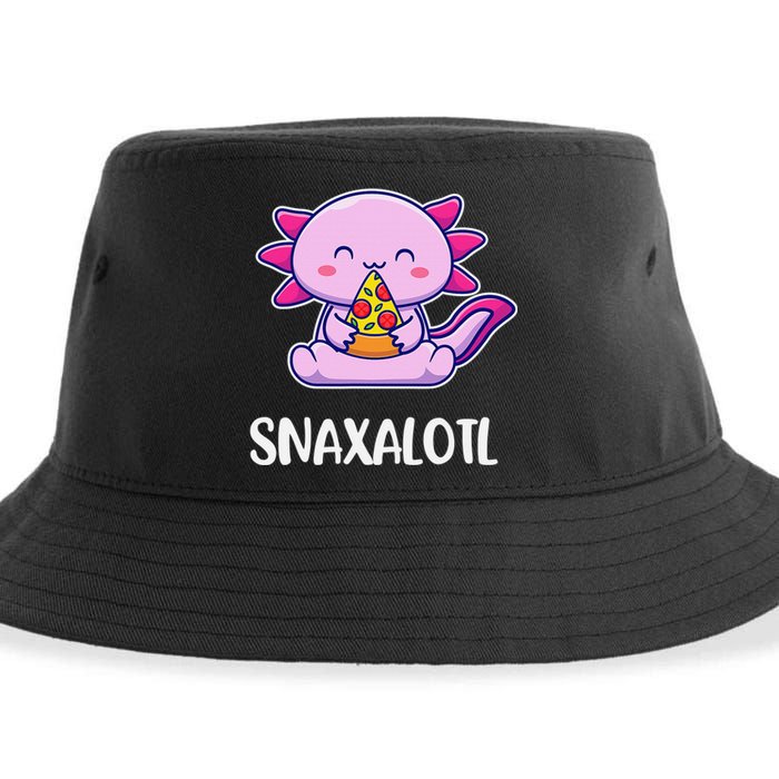 Snaxalotl Axolotl Cute Eating Pizza Snacks  Sustainable Bucket Hat