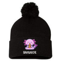 Snaxalotl Axolotl Cute Eating Pizza Snacks  Pom Pom 12in Knit Beanie