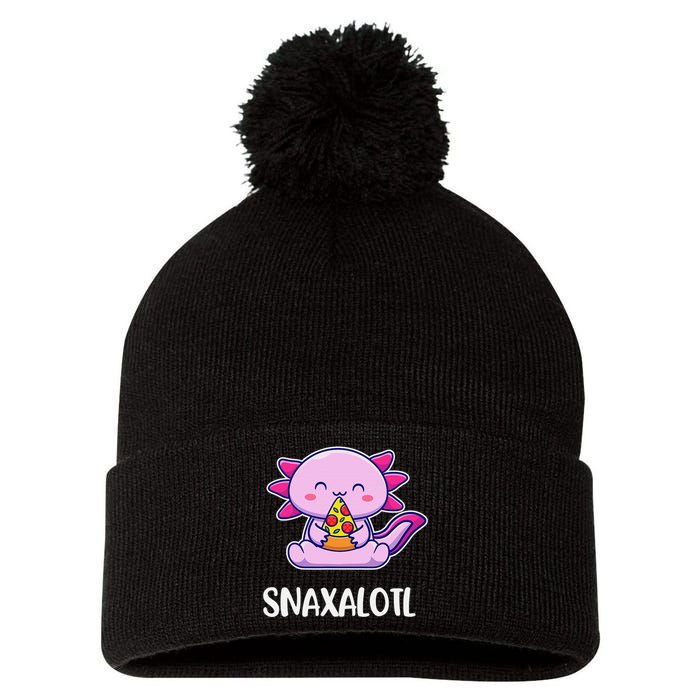 Snaxalotl Axolotl Cute Eating Pizza Snacks  Pom Pom 12in Knit Beanie