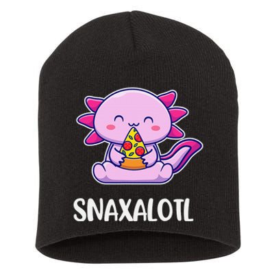 Snaxalotl Axolotl Cute Eating Pizza Snacks  Short Acrylic Beanie