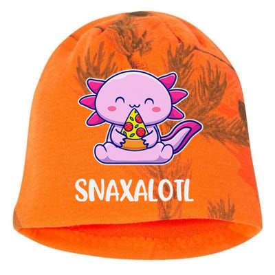 Snaxalotl Axolotl Cute Eating Pizza Snacks  Kati - Camo Knit Beanie