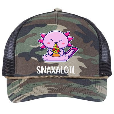 Snaxalotl Axolotl Cute Eating Pizza Snacks  Retro Rope Trucker Hat Cap