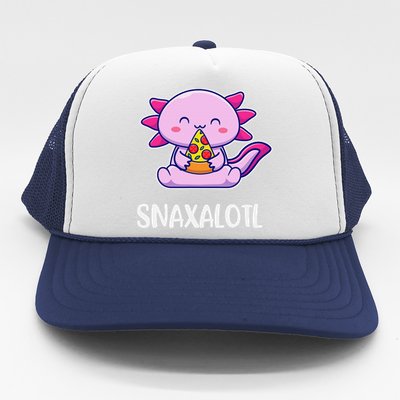 Snaxalotl Axolotl Cute Eating Pizza Snacks  Trucker Hat