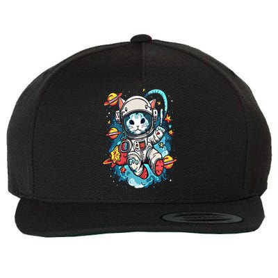 Space Astronaut Cat Astronomy Kitten Anime Neko Kawaii Gift Wool Snapback Cap