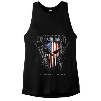 Second Amendment Come And Take It In Defense Of Freedom Ladies PosiCharge Tri-Blend Wicking Tank