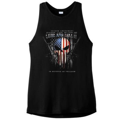 Second Amendment Come And Take It In Defense Of Freedom Ladies PosiCharge Tri-Blend Wicking Tank