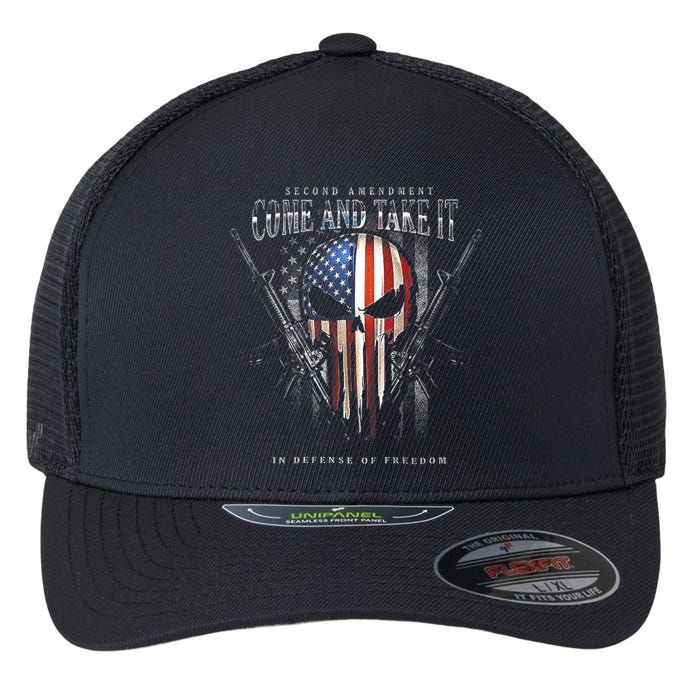 Second Amendment Come And Take It In Defense Of Freedom Flexfit Unipanel Trucker Cap
